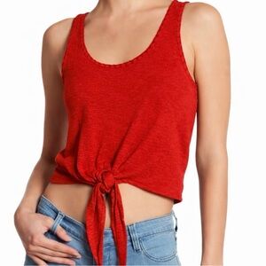 Alice + Olivia Red Tie Front Crop Tank Top Size S Sleeveless EUC